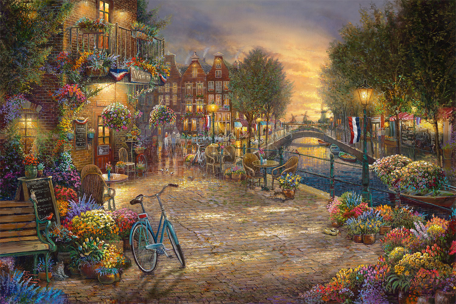 Thomas Kinkade Studios French Riviera Cafe Framed Wrapped Canvas