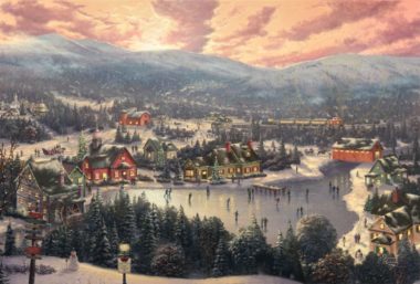 Sunset on Snowflake Lake by Thomas Kinkade